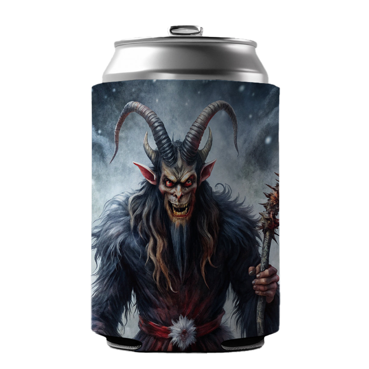 Krampus Black Watercolor Background Can Cooler Beer Soda Drink Insulated Holder Sleeve Hugger