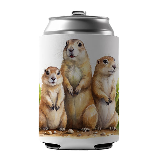 Prairie Dog Family Watercolor Can Cooler Beer Soda Drink Insulated Holder Sleeve Hugger