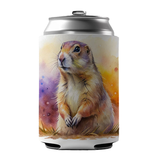 Prairie Dog Watercolor Can Cooler Beer Soda Drink Insulated Holder Sleeve Hugger