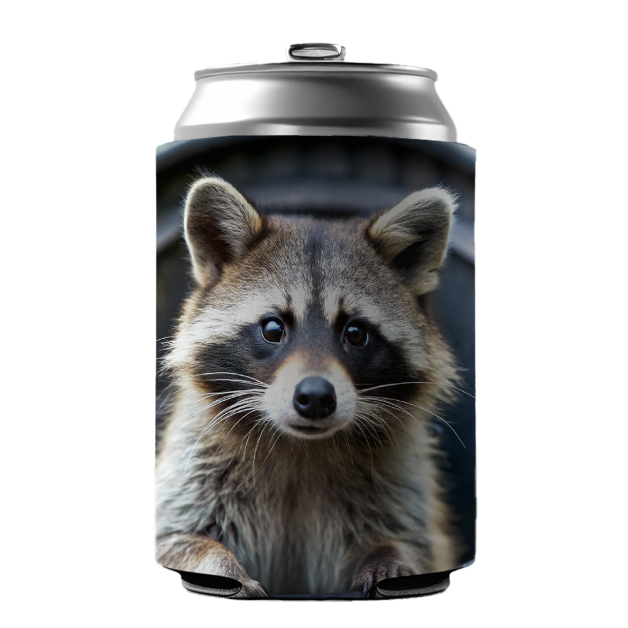 Raccoon In Barrel Trash Panda Can Cooler Beer Soda Drink Insulated Holder Sleeve Hugger