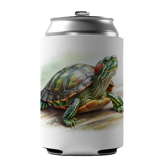 Red Eared Slider Turtle Watercolor Can Cooler Beer Soda Drink Insulated Holder Sleeve Hugger