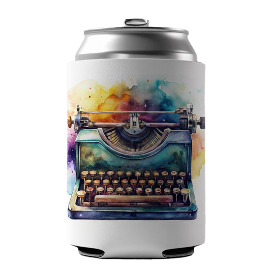 Retro Classic Typewriter Watercolor Can Cooler Beer Soda Drink Insulated Holder Sleeve Hugger