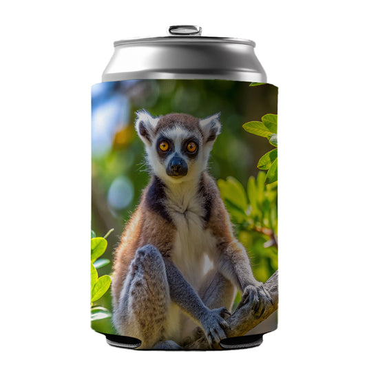 Ring-Tailed Lemur In Tree Can Cooler Beer Soda Drink Insulated Holder Sleeve Hugger