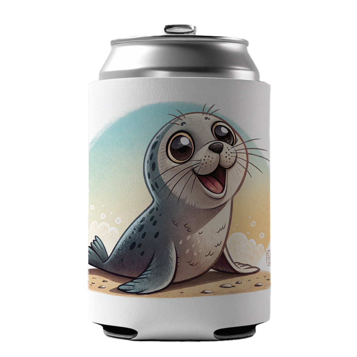 Seal Children's Illustration Style Can Cooler Beer Soda Drink Insulated Holder Sleeve Hugger