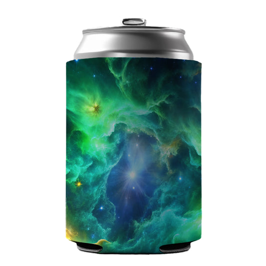 Space Galaxy Nebula Green Blue Can Cooler Beer Soda Drink Insulated Holder Sleeve Hugger