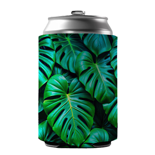 Vibrant Neon Green Monstera Leaves Can Cooler Beer Soda Drink Insulated Holder Sleeve Hugger
