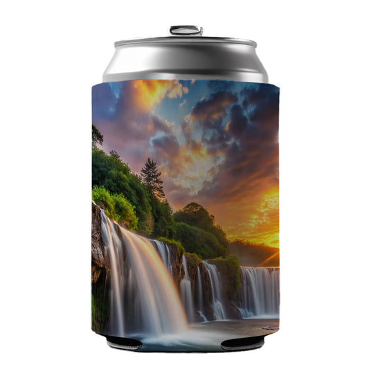 Waterfalls At Sunset Can Cooler Beer Soda Drink Insulated Holder Sleeve Hugger