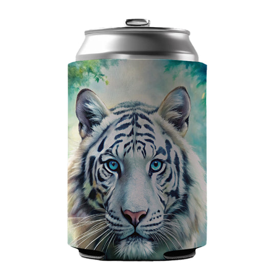 White Tiger In Forest Watercolor Can Cooler Beer Soda Drink Insulated Holder Sleeve Hugger
