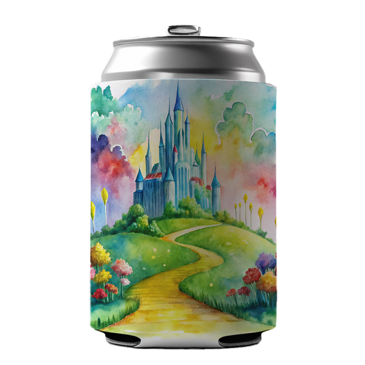 Emerald City Watercolor Can Cooler Beer Soda Drink Insulated Holder Sleeve Hugger