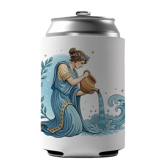 Zodiac Horoscope Symbol Aquarius Water Bearer Can Cooler Beer Soda Drink Insulated Holder Sleeve Hugger