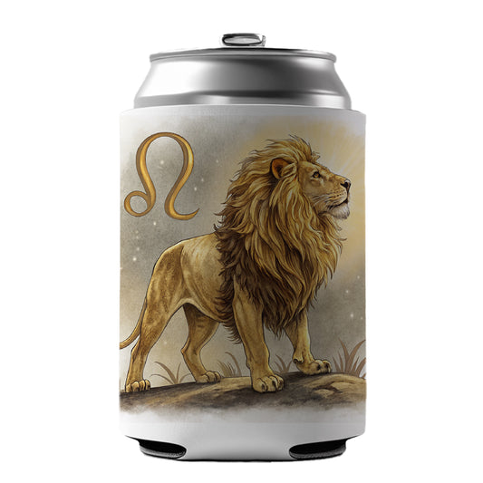 Zodiac Horoscope Symbol Leo Lion Can Cooler Beer Soda Drink Insulated Holder Sleeve Hugger