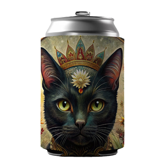Black Cat French Bohemian Art Can Cooler Beer Soda Drink Insulated Holder Sleeve Hugger