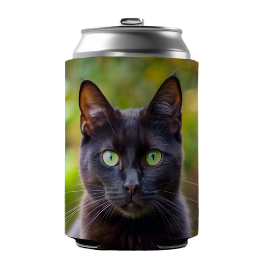 Black Cat Photo Can Cooler Beer Soda Drink Insulated Holder Sleeve Hugger