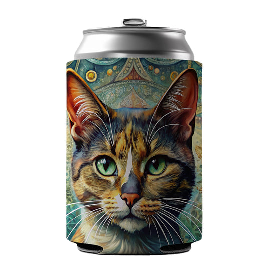 Calico Cat Bohemian Art Can Cooler Beer Soda Drink Insulated Holder Sleeve Hugger