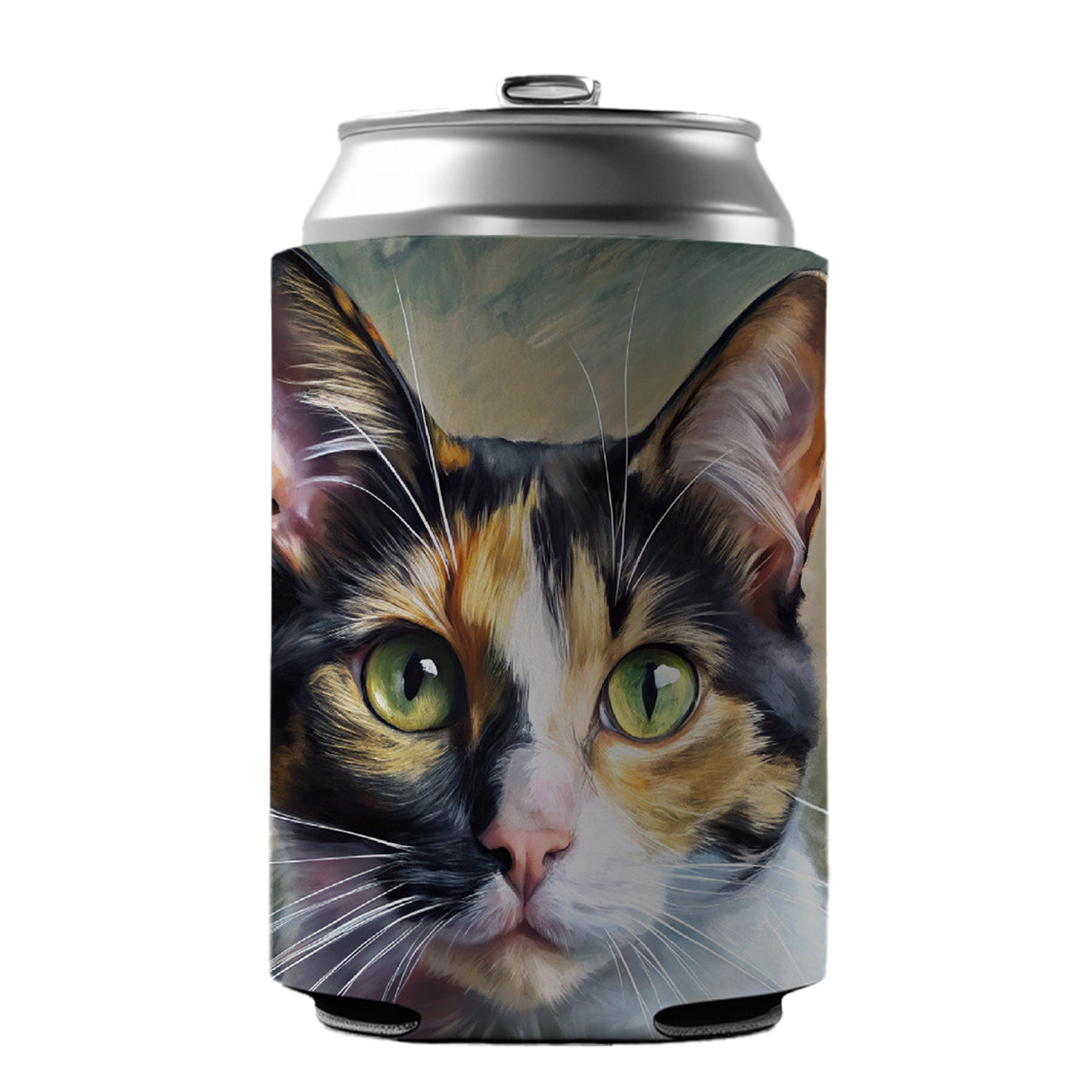 Calico Cat Expressionism Art Can Cooler Beer Soda Drink Insulated Holder Sleeve Hugger