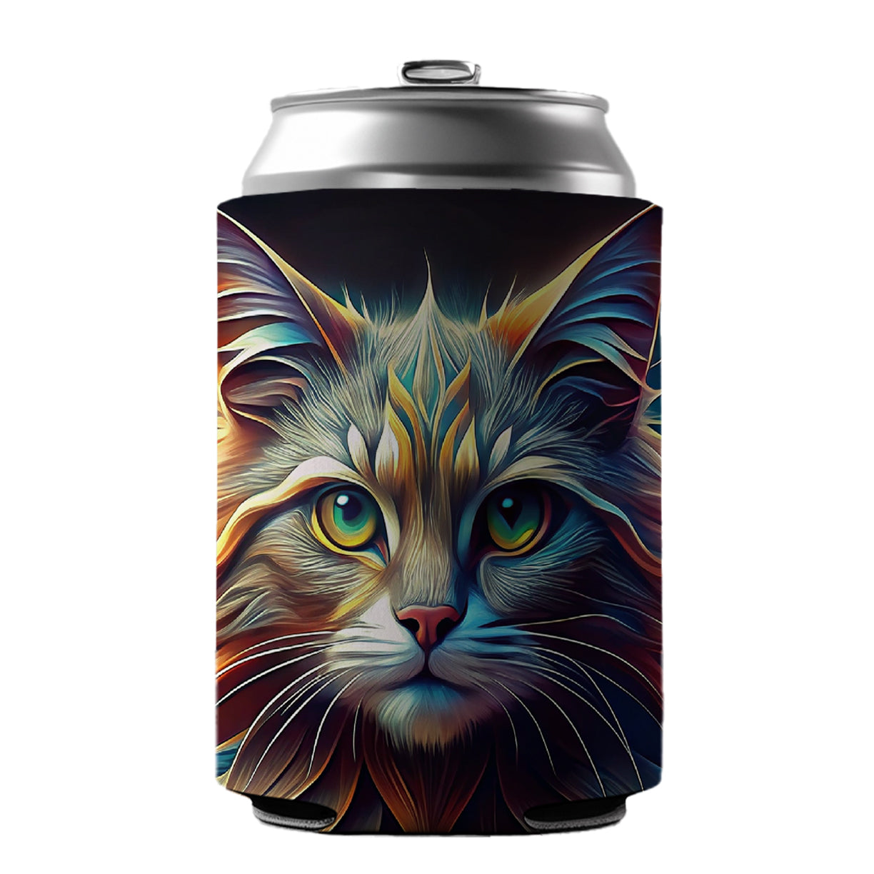 Persian Cat Abstract Stylized Art Can Cooler Beer Soda Drink Insulated Holder Sleeve Hugger
