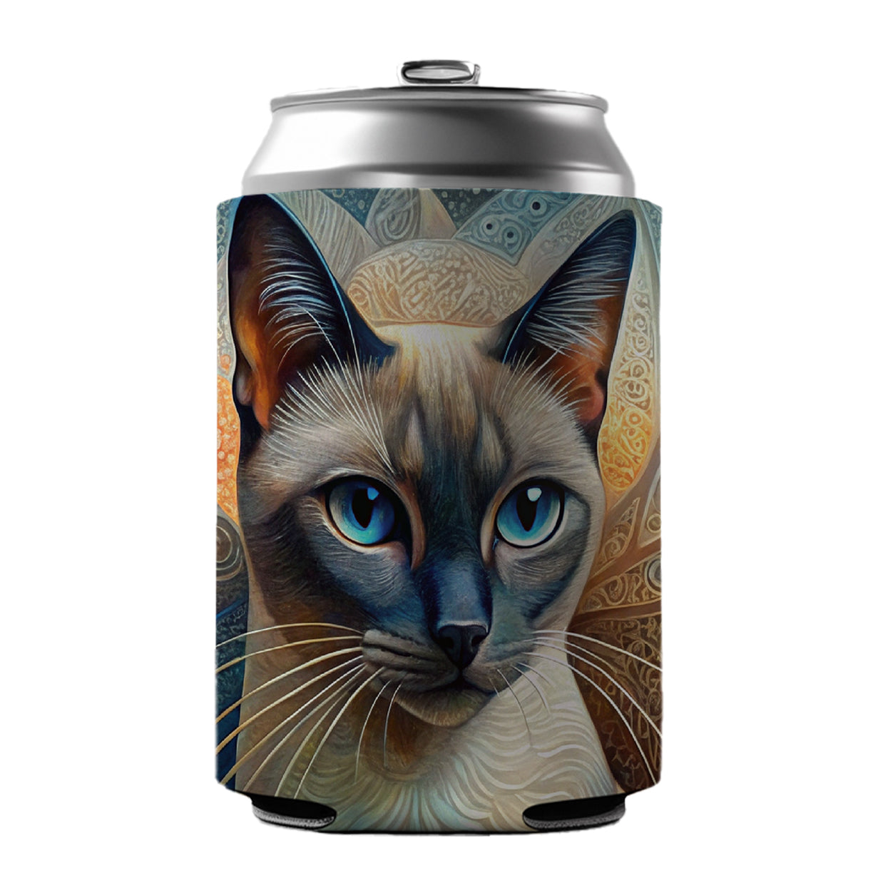 Siamese Cat Abstract Art Can Cooler Beer Soda Drink Insulated Holder Sleeve Hugger