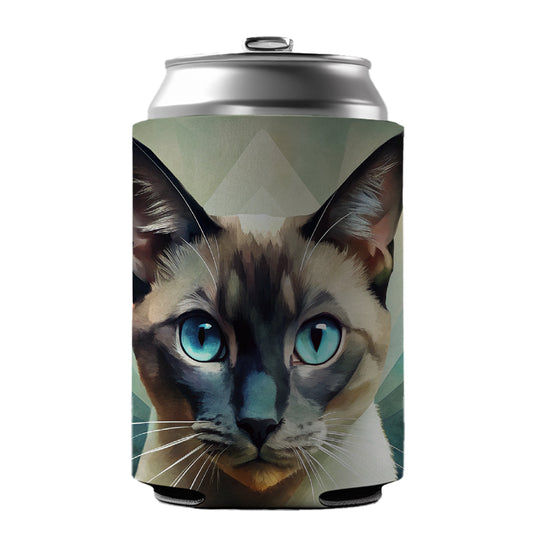 Siamese Cat Abstract Stylized Art Can Cooler Beer Soda Drink Insulated Holder Sleeve Hugger