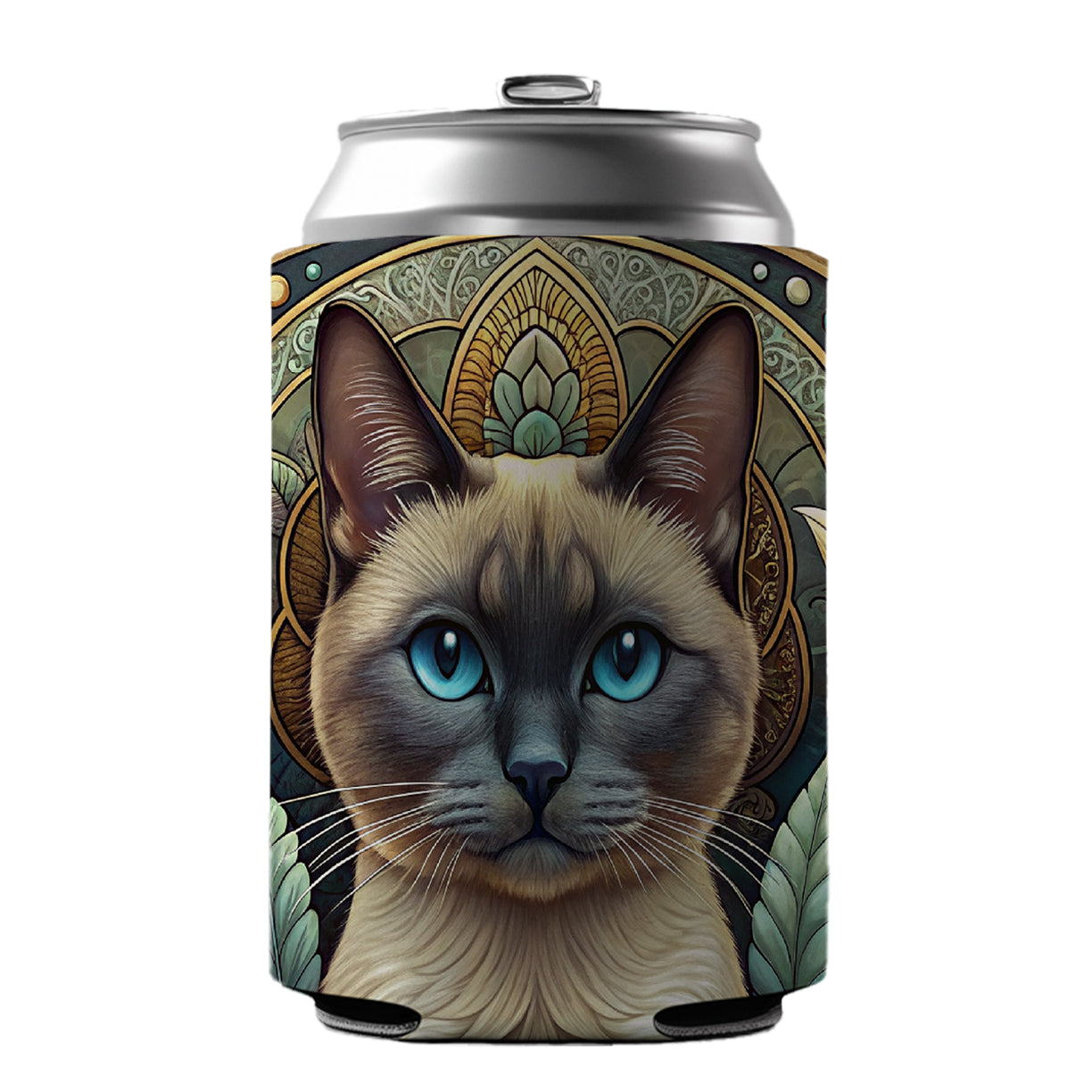 Siamese Cat Art Nouveau Can Cooler Beer Soda Drink Insulated Holder Sleeve Hugger