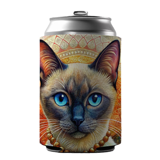 Siamese Cat French Bohemian Art Can Cooler Beer Soda Drink Insulated Holder Sleeve Hugger