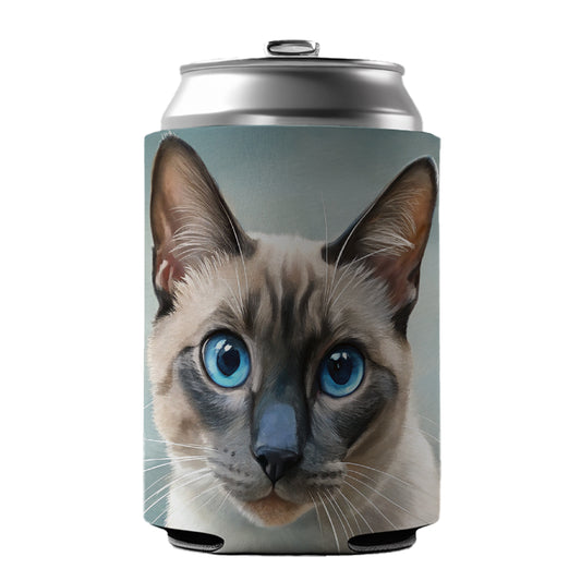 Siamese Cat Illustration Can Cooler Beer Soda Drink Insulated Holder Sleeve Hugger