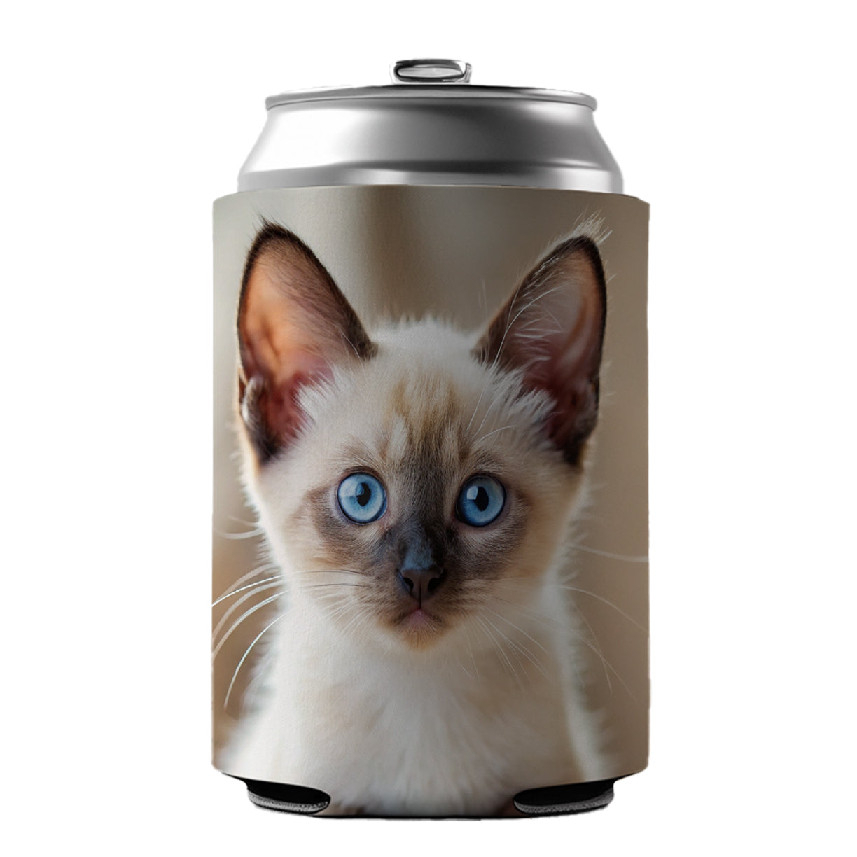 Siamese Cat Kitten Photo Can Cooler Beer Soda Drink Insulated Holder Sleeve Hugger