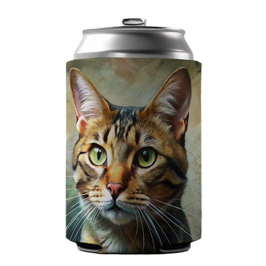 Tabby Cat Expressionism Art Can Cooler Beer Soda Drink Insulated Holder Sleeve Hugger