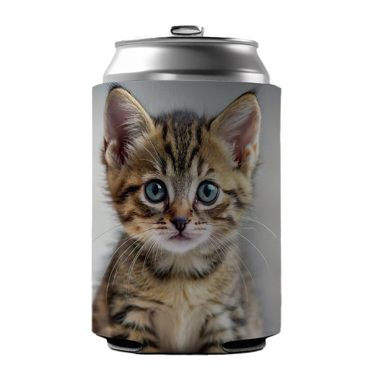 Tabby Cat Kitten Photo Can Cooler Beer Soda Drink Insulated Holder Sleeve Hugger