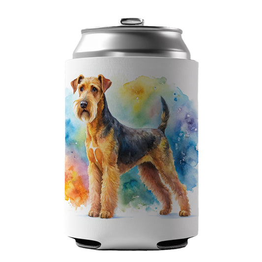 Airedale Terrier Dog Watercolor Style Can Cooler Beer Soda Drink Insulated Holder Sleeve Hugger