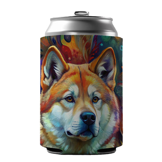 Akita Dog Abstract Art Can Cooler Beer Soda Drink Insulated Holder Sleeve Hugger