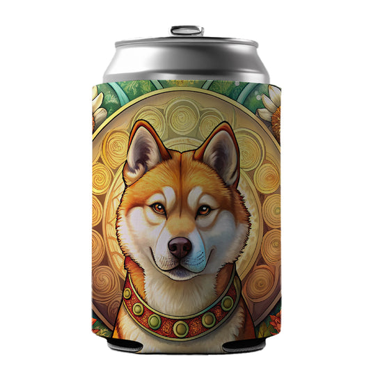 Akita Dog Art Nouveau Can Cooler Beer Soda Drink Insulated Holder Sleeve Hugger