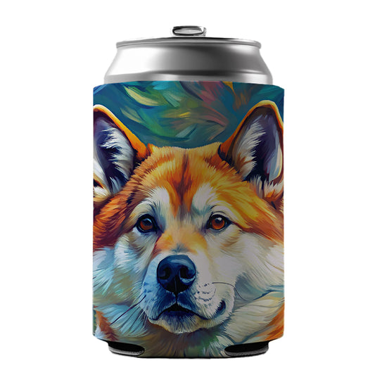 Akita Dog Expressionism Art Can Cooler Beer Soda Drink Insulated Holder Sleeve Hugger