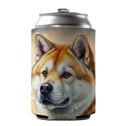 Akita Dog Illustration Can Cooler Beer Soda Drink Insulated Holder Sleeve Hugger