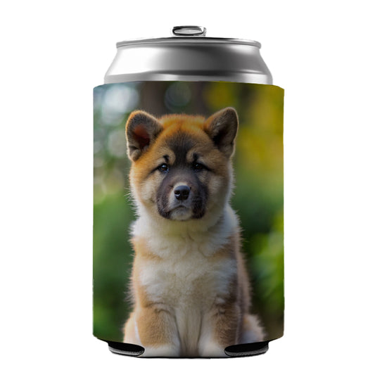 Akita Dog Puppy Photo Can Cooler Beer Soda Drink Insulated Holder Sleeve Hugger