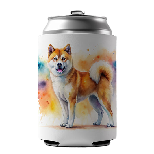 Akita Dog Watercolor Style Can Cooler Beer Soda Drink Insulated Holder Sleeve Hugger