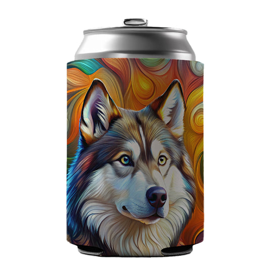 Alaskan Malamute Dog Abstract Art Can Cooler Beer Soda Drink Insulated Holder Sleeve Hugger