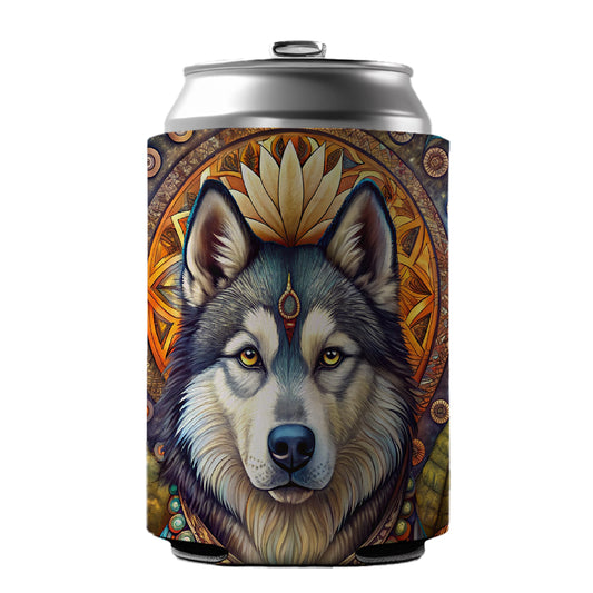 Alaskan Malamute Dog Bohemian Art Can Cooler Beer Soda Drink Insulated Holder Sleeve Hugger