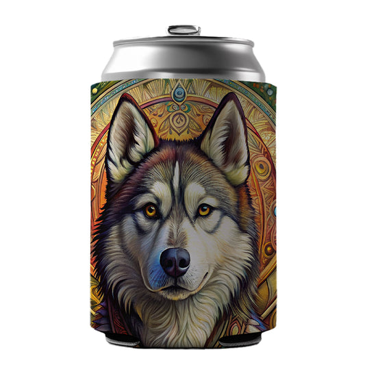 Alaskan Malamute Dog French Bohemian Art Can Cooler Beer Soda Drink Insulated Holder Sleeve Hugger