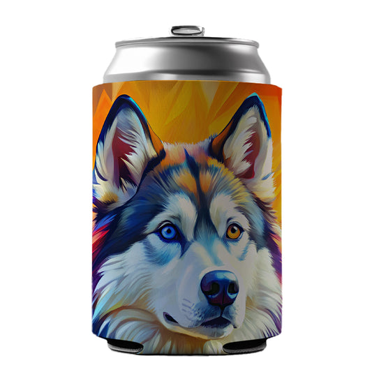Alaskan Malamute Dog Pop Art Can Cooler Beer Soda Drink Insulated Holder Sleeve Hugger