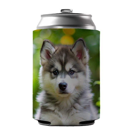 Alaskan Malamute Dog Puppy Photo Can Cooler Beer Soda Drink Insulated Holder Sleeve Hugger