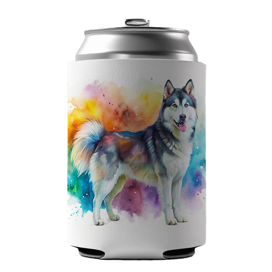 Alaskan Malamute Dog Watercolor Style Can Cooler Beer Soda Drink Insulated Holder Sleeve Hugger