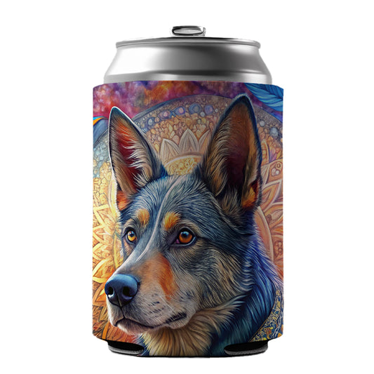 Australian Cattle Dog Bohemian Art Can Cooler Beer Soda Drink Insulated Holder Sleeve Hugger