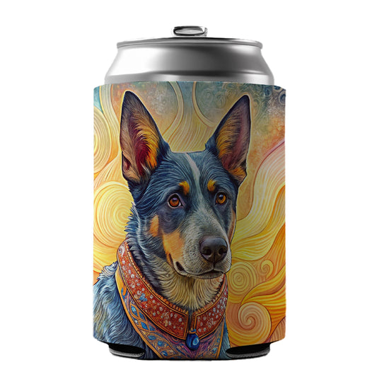 Australian Cattle Dog French Bohemian Art Can Cooler Beer Soda Drink Insulated Holder Sleeve Hugger