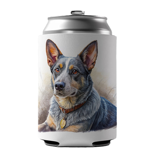 Australian Cattle Dog Illustration Can Cooler Beer Soda Drink Insulated Holder Sleeve Hugger