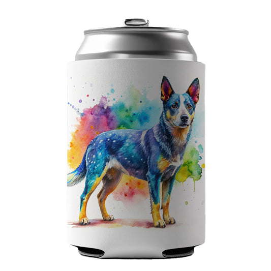 Australian Cattle Dog Watercolor Style Can Cooler Beer Soda Drink Insulated Holder Sleeve Hugger