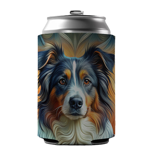 Australian Shepherd Dog Abstract Art Can Cooler Beer Soda Drink Insulated Holder Sleeve Hugger