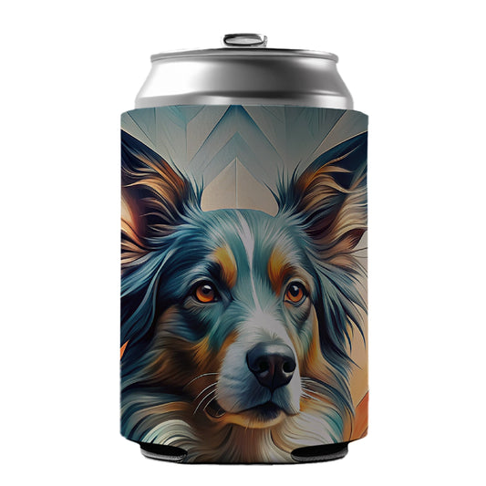 Australian Shepherd Dog Abstract Stylized Art Can Cooler Beer Soda Drink Insulated Holder Sleeve Hugger