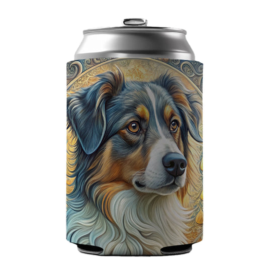 Australian Shepherd Dog Art Nouveau Can Cooler Beer Soda Drink Insulated Holder Sleeve Hugger