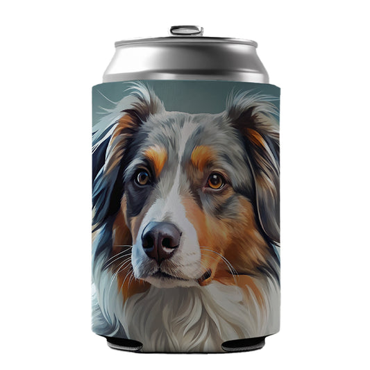 Australian Shepherd Dog Contemporary Art Can Cooler Beer Soda Drink Insulated Holder Sleeve Hugger