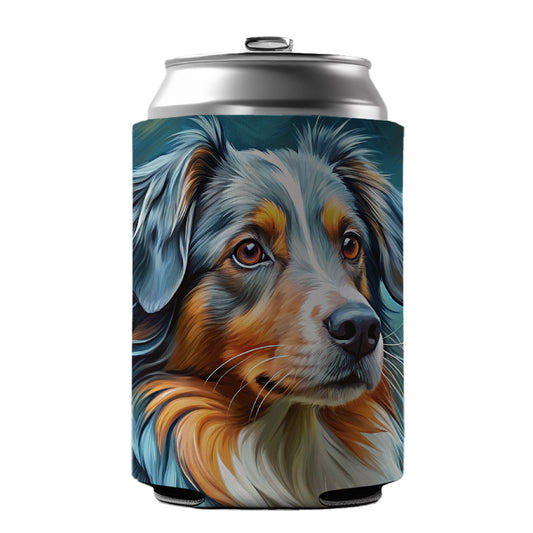 Australian Shepherd Dog Expressionism Art Can Cooler Beer Soda Drink Insulated Holder Sleeve Hugger